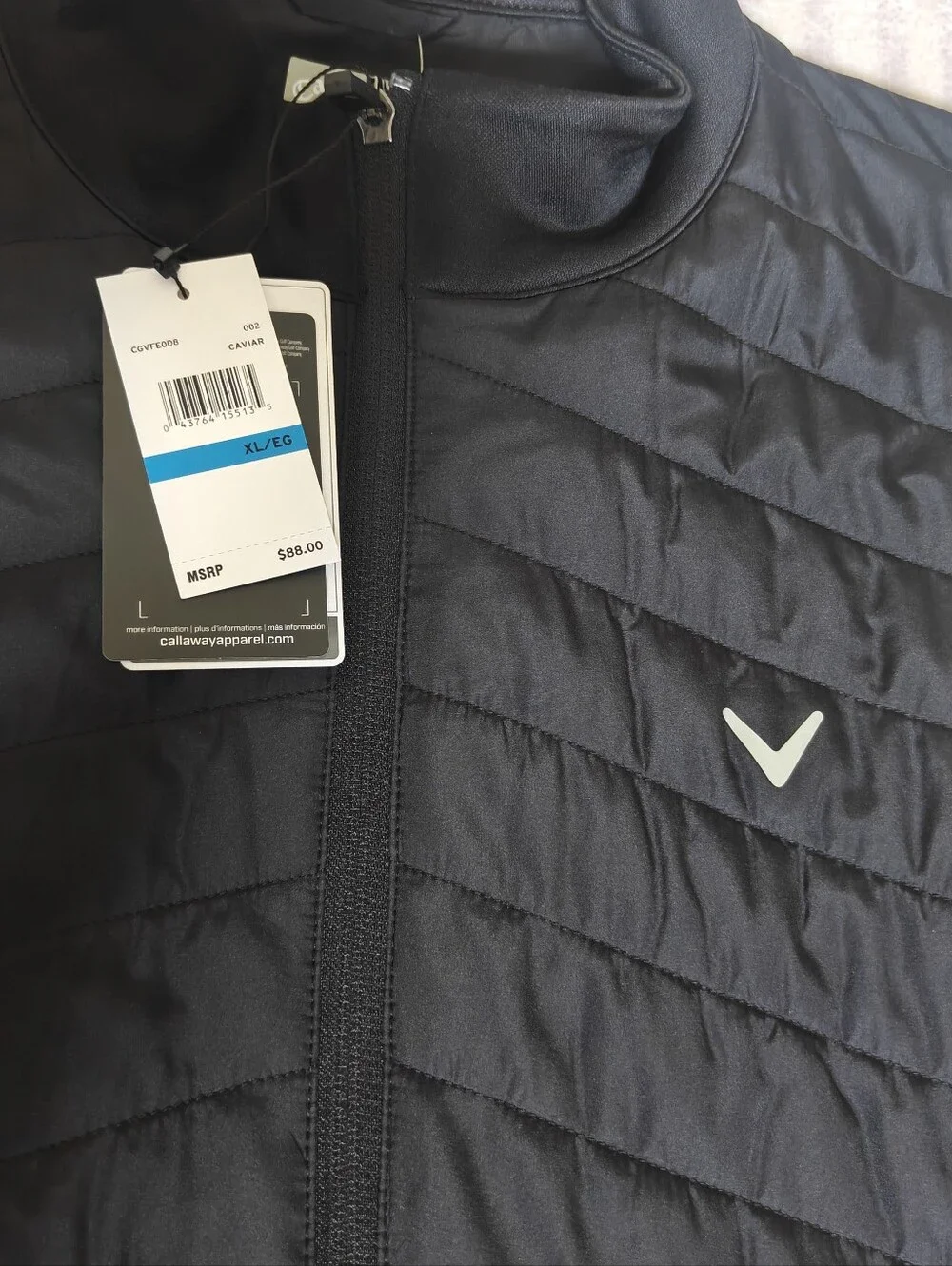 NWT Callaway  Men's  Full Zip Golf Quilted Hybrid   Vest Size XL Color Black $88